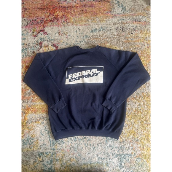 Vintage 90s Federal Express FedEx Discus Athletic Crewneck Sweatshirt L Navy